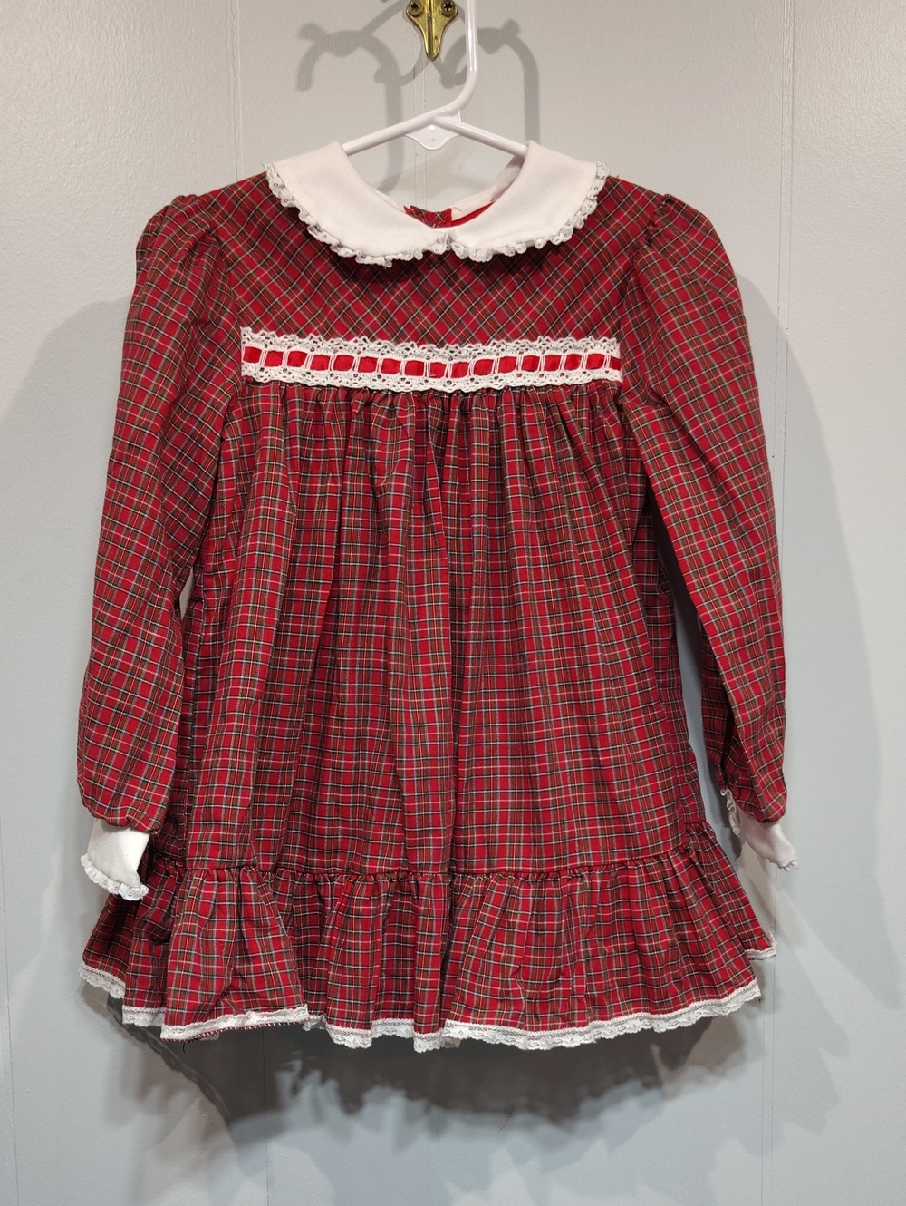 Red Tartan Plaid Holiday Dress Peter Pan Collar